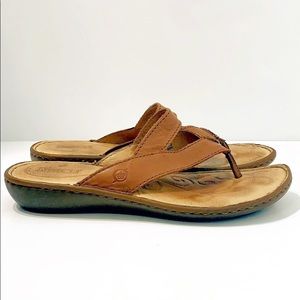 Born Tan Brown Leather Flip Flop Sandals 7